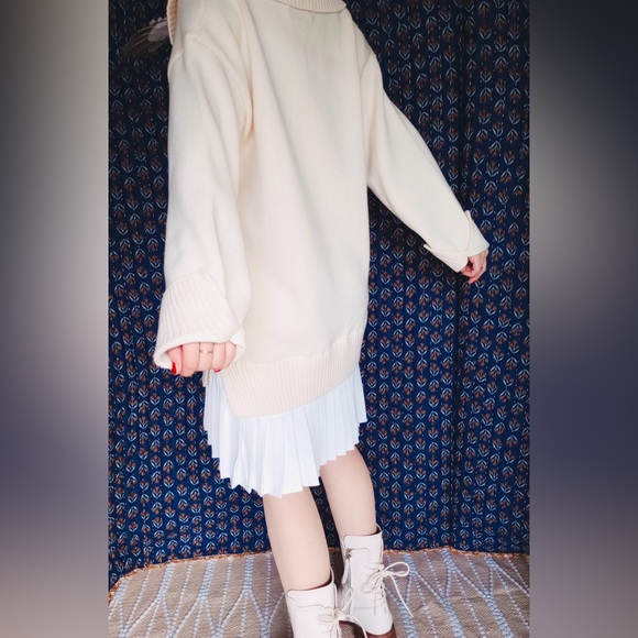 Anthro โ English Factory Knit Polo Collar Pleated Twofer Sweater Dress Size M - Picture 14 of 16